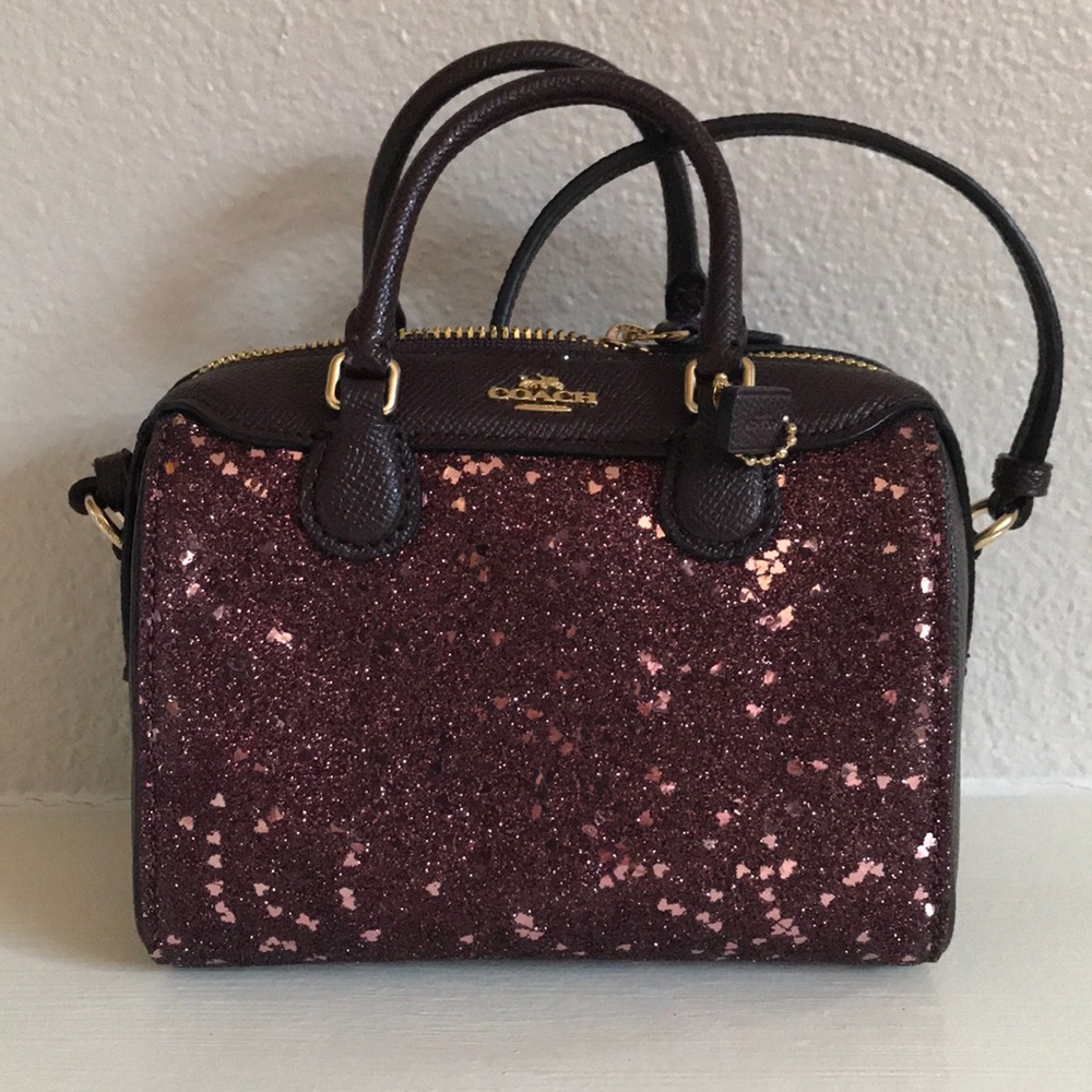 coach heart glitter mini satchel bag crossbody - Picture 1 of 4